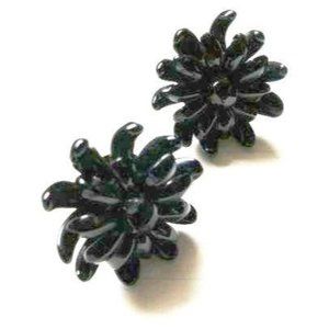 Vintage Jewelry from Germany Black Clip on Earrings Screw Back